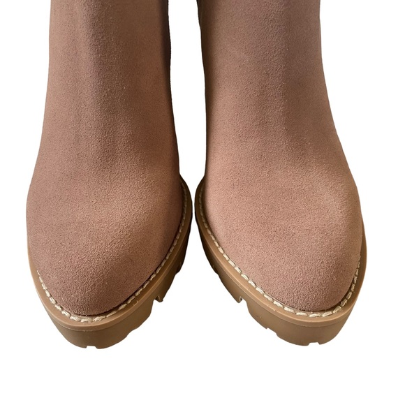 Charles David Gambit Taupe Pink Suede Leather Platform Block Heel Boots Booties - Picture 7 of 12